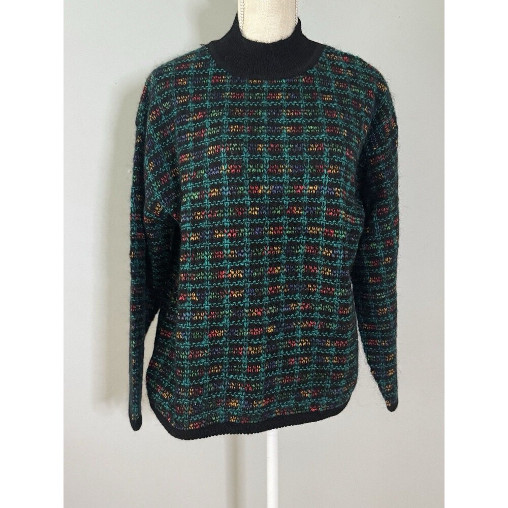 Vintage 90s Bryn Connelly Multicolor Mohair Blend Crewneck Sweater Size XL